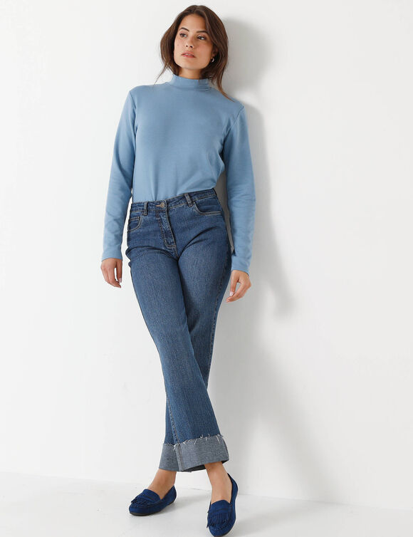 T-shirt chaleur manches longues, col montant (bleu grisé) T-shirt chaleur manches longues, col montant (bleu grisé)